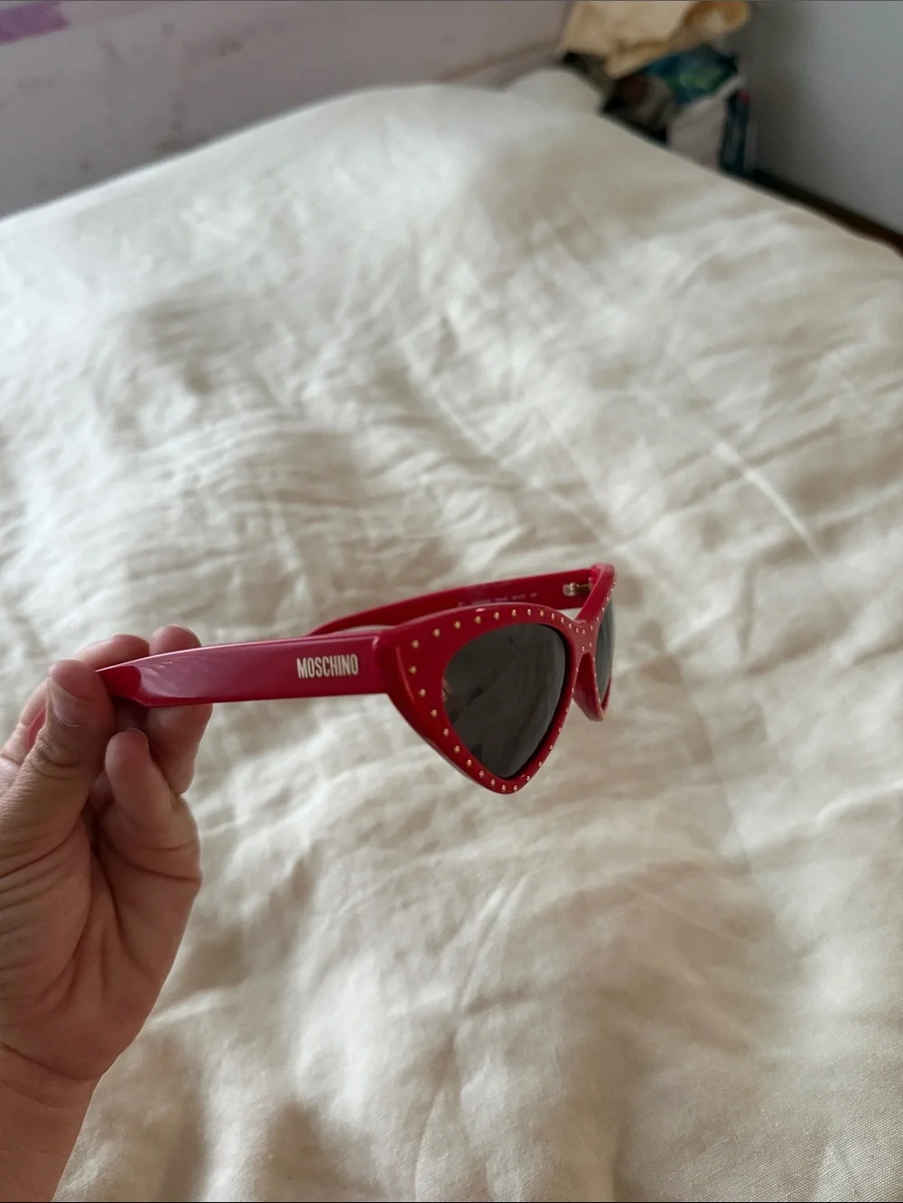 Moschino Red Studded Cat Eye Sunglasses